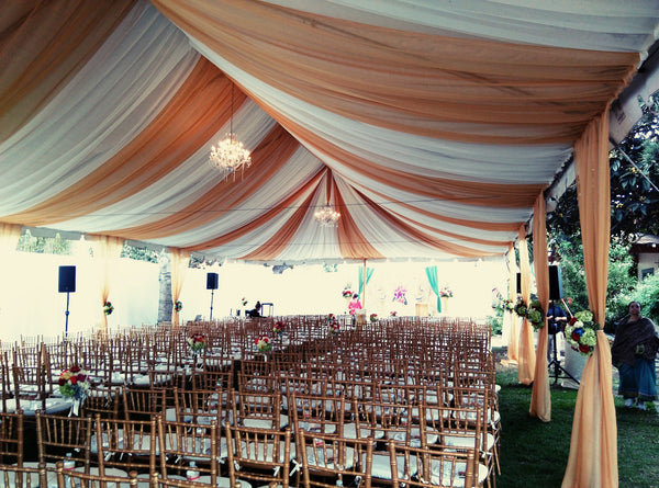 Tent Draping with Gold Chivalry Chairs