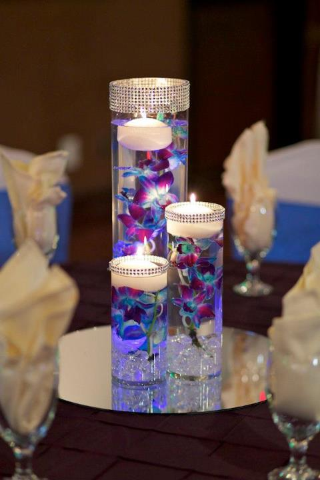 Cylinder Vase Floral Centerpiece with Candles