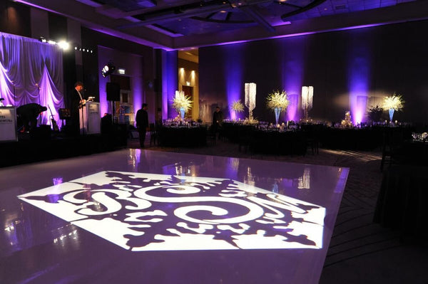 Custom Gobo Monogram Image onto Dance Floor with Led Lighting